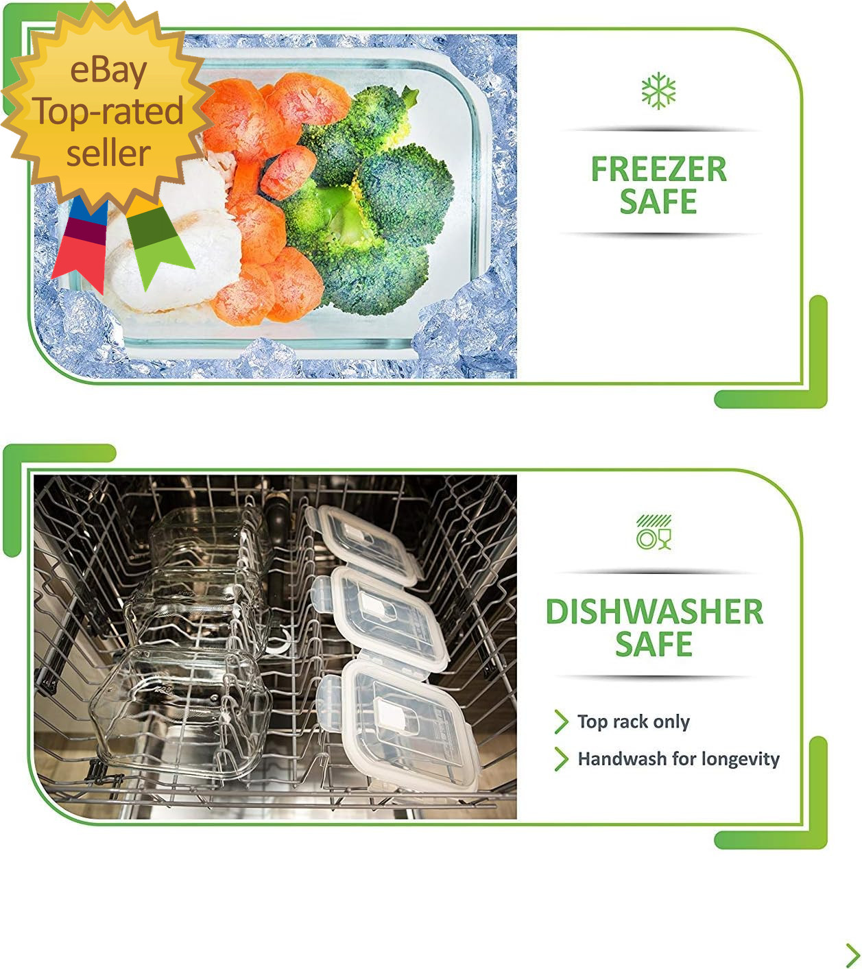 5 Pack 30 Oz Glass Meal Prep Containers Dishwasher Microwave Freezer Oven Safe
