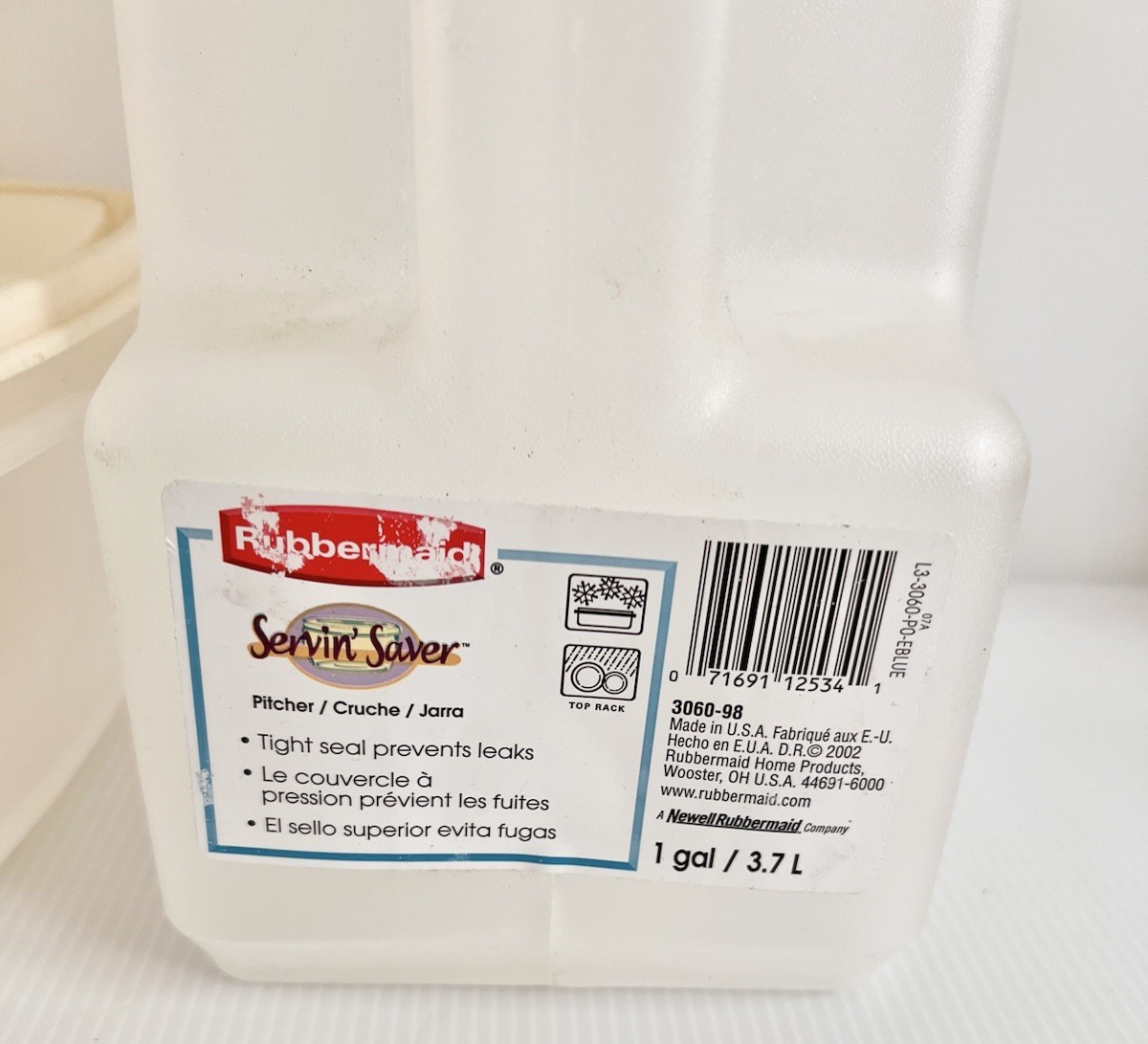 VTG Rubbermaid Servin Saver 1 Gal Pitcher + 19c/6c/3c Containers +2 Pint Bottles