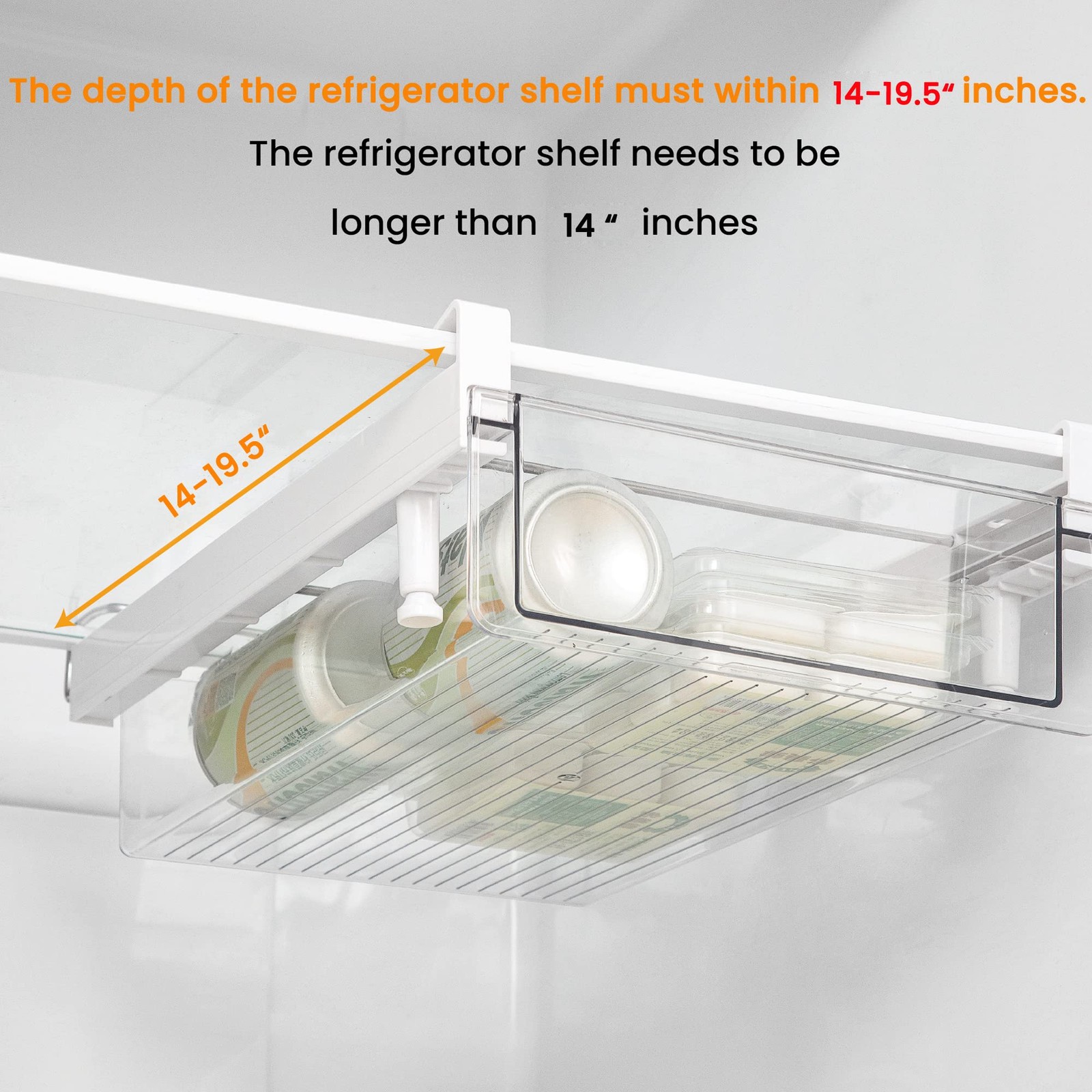 Fridge Organizer Drawer, Clear Plastic Fridge Organizer Bins, Add on Refriger…