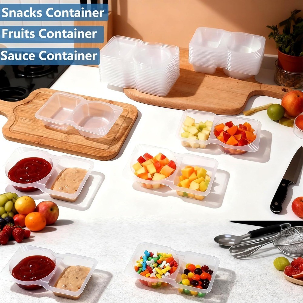 Reusable Snack Containers 10 Pack 2 Compartment Meal Prep Containers with Lids