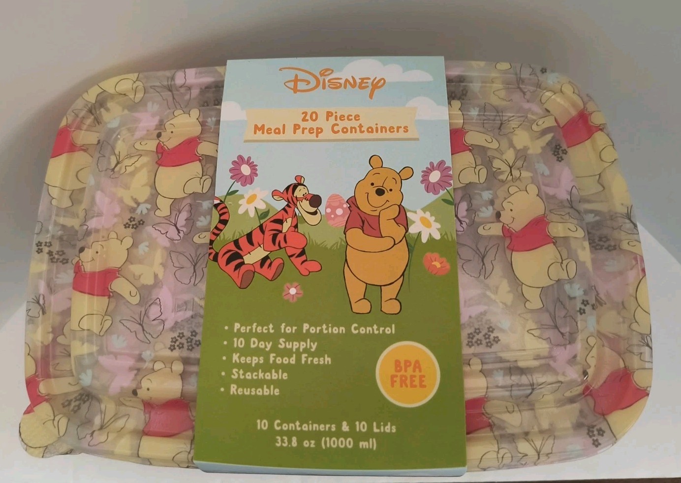Winnie the Pooh Summertime Fun 20 Piece Meal Prep Food Storage Containers NEW!