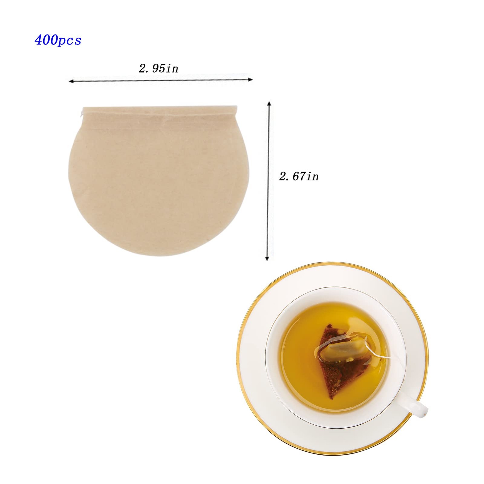 400pcs Tea Bags for Loose Leaf Empty Leaf, 2.95”, Natural