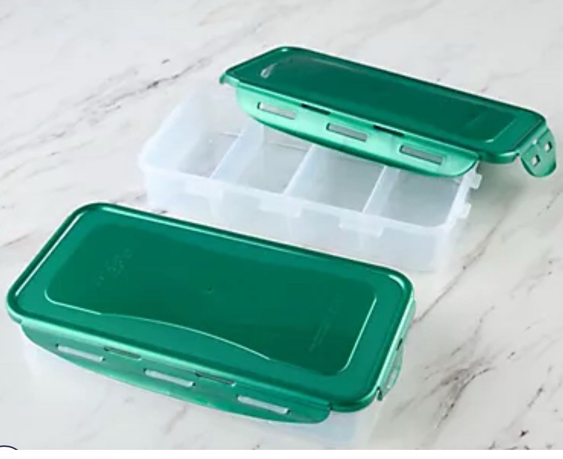 Spring Sale 2 PC Lockn Lock Set 4 Divider Storage With Removable Trays NEW Jade
