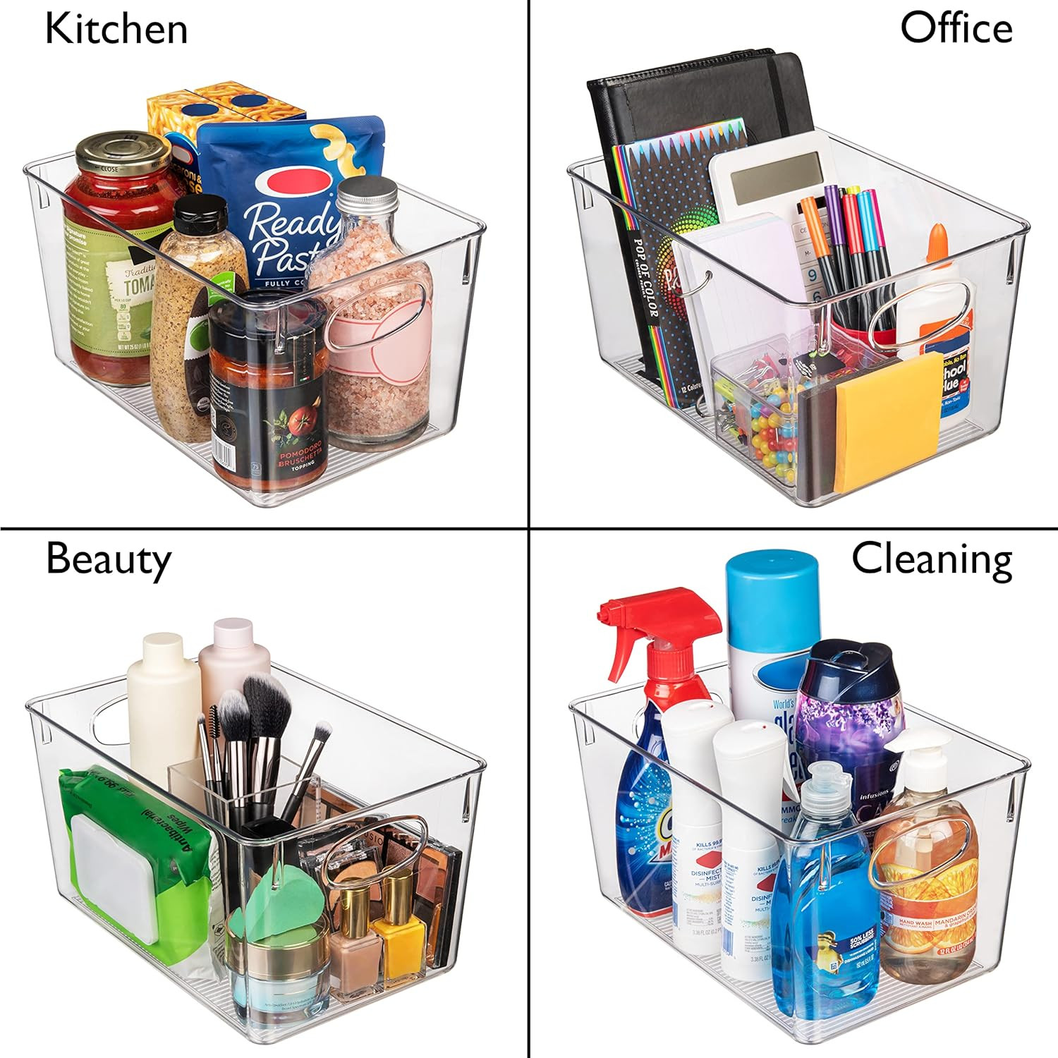 Plastic Storage Bins with Lids, 4 Pack – Perfect Pantry Organization and Storage