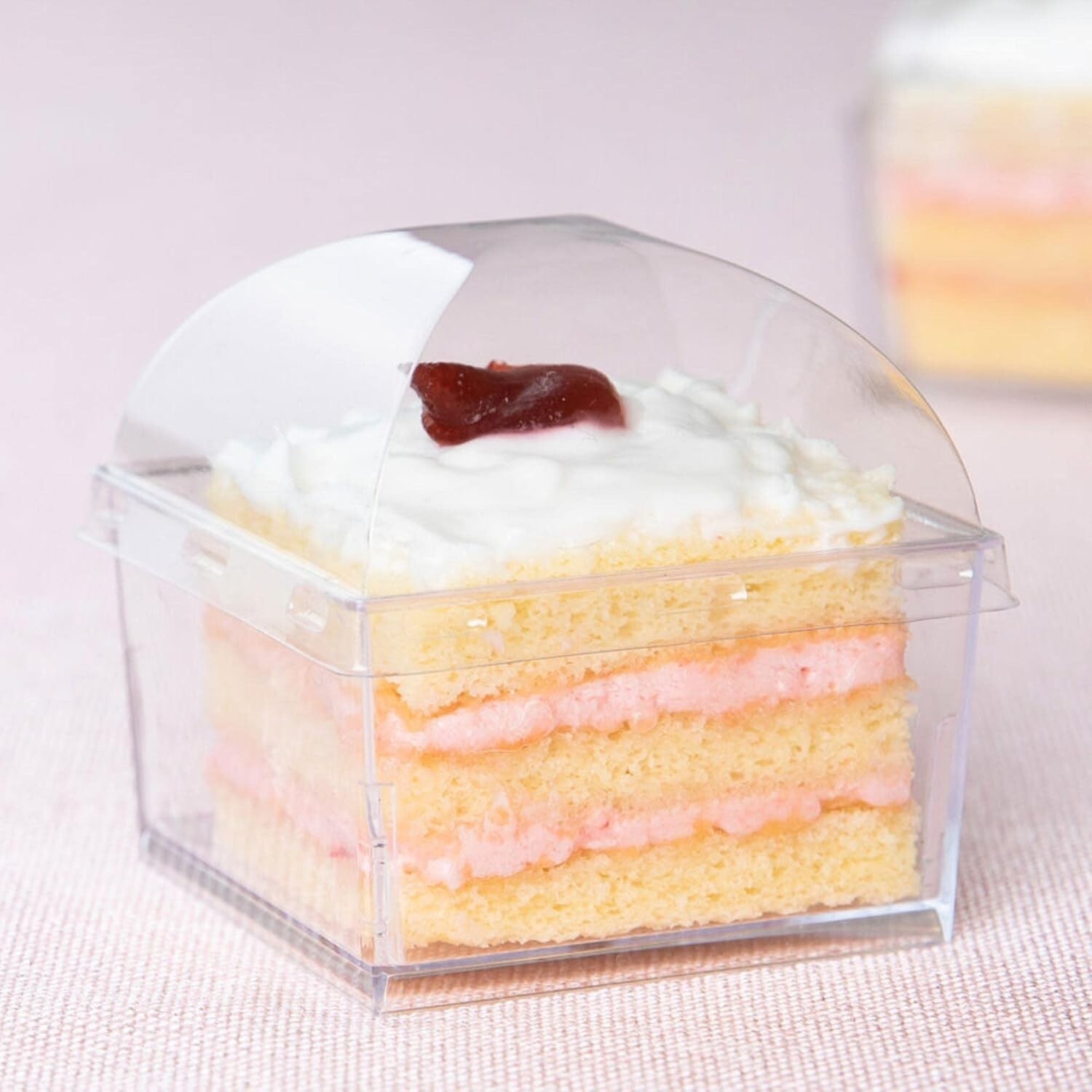 5oz Disposable Square Mini Clear Plastic Dessert Containers with Dome Lid 100pcs