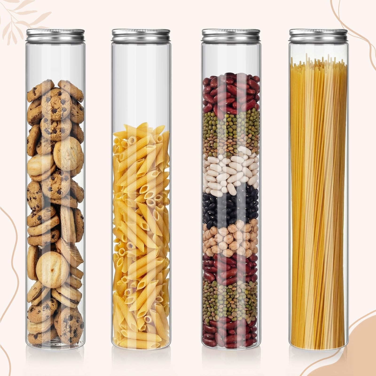20 Pcs Plastic Jars with Lids 20 oz Plastic Food Storage Jar Spaghetti Contai…
