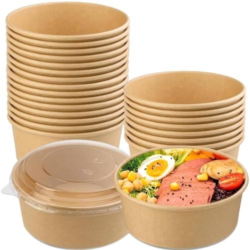 33oz Disposable Paper Food Containers with Lids – Eco-Friendly Takeaway Bowls.