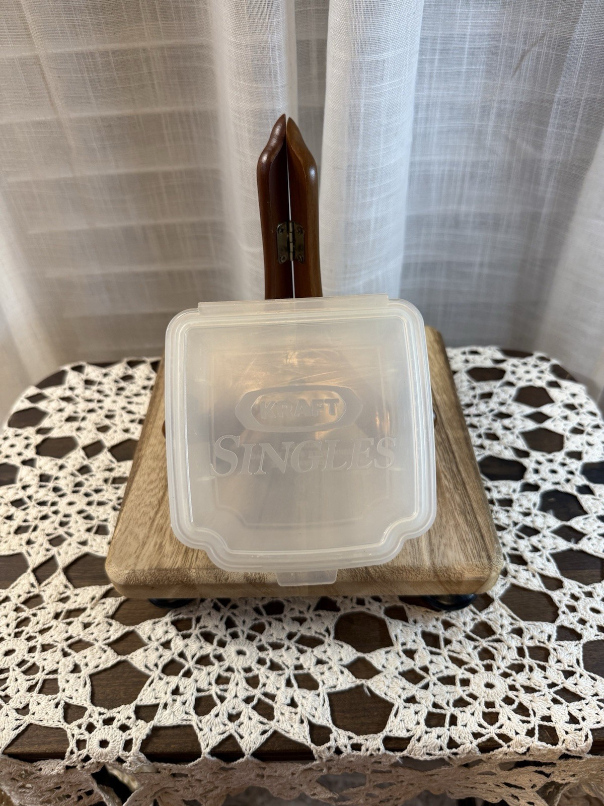 Vintage Clear Plastic Kraft Singles Cheese Container Snap Close Lid