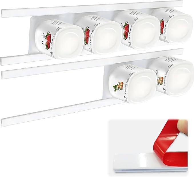 4 Pack Yogurt Organizer for Fridge Holder with Adhesive Tapes for 3.75 Inch
