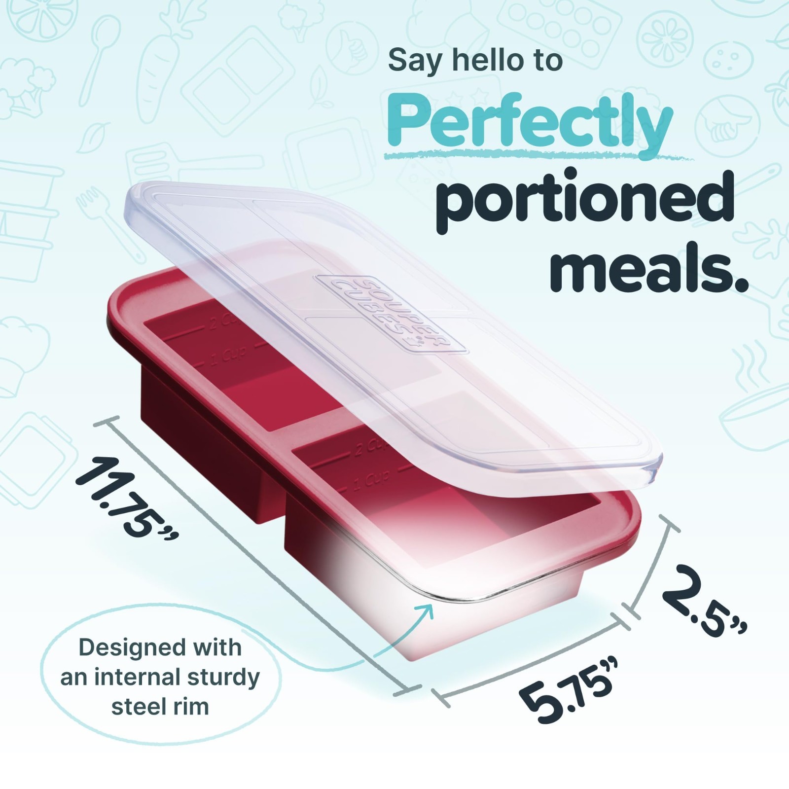 2-Cup Silicone Freezer Tray with Lid – Perfect for Lasagna, Casseroles & More