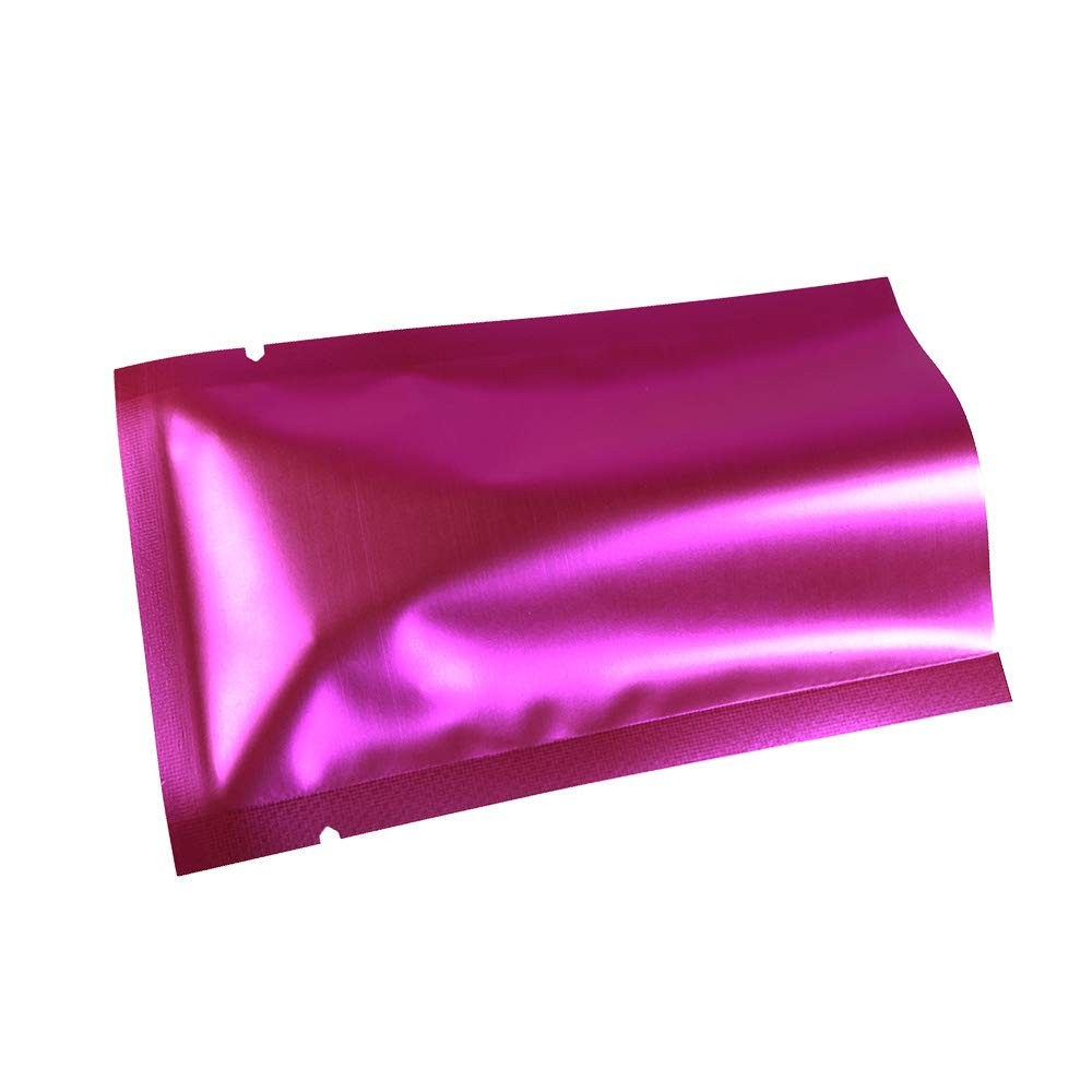 100 PCS Rose Clear Open Top Colored Metallic Mylar Bag Fits 2.8×3.9 Inch