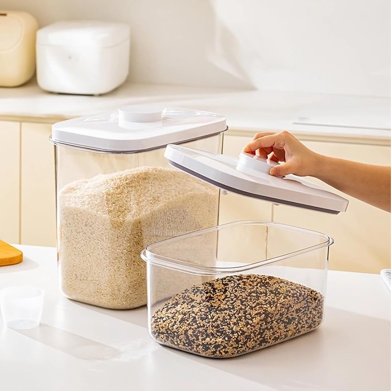 Large Airtight Food Storage Container Rice Flour Sugar Beans Cereal PET Material