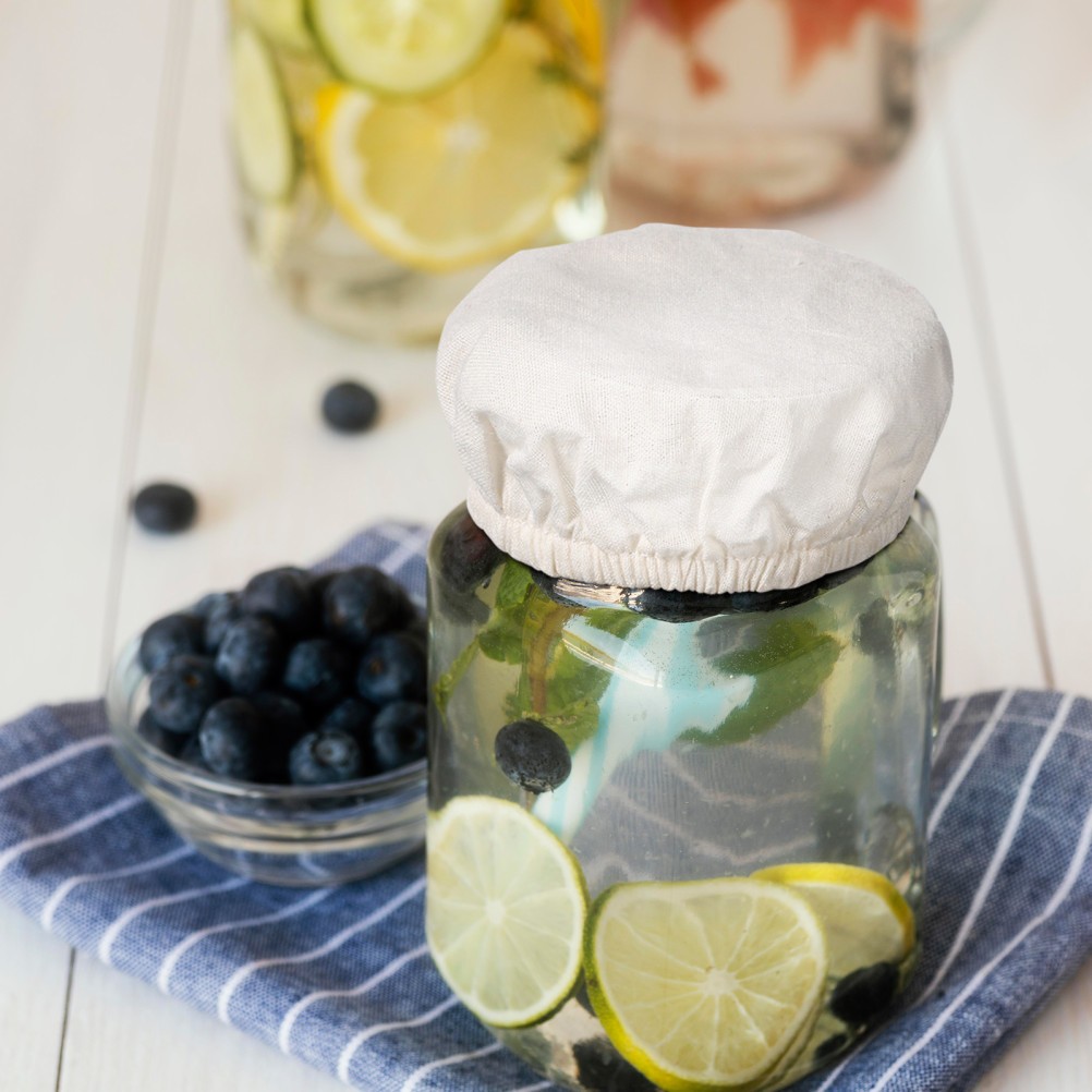 5 Pcs Stretchy Cloth Covers Cotton Jar Lid for Sourdough Starter Fermenting Jars