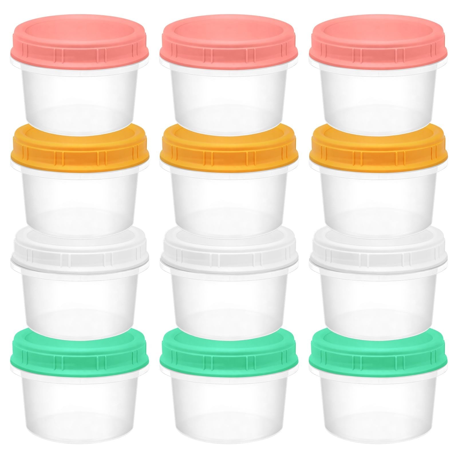 12 Pack Freezer Containers with Screw On Lids, 6oz Stackable Reusable Food St…