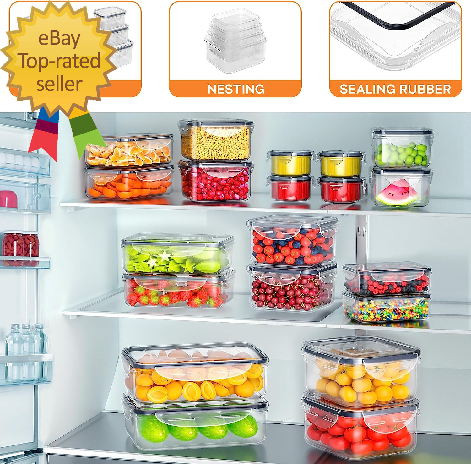 40 PCS Food Storage Containers with Lids Airtight (20 Containers & 20 Lids)