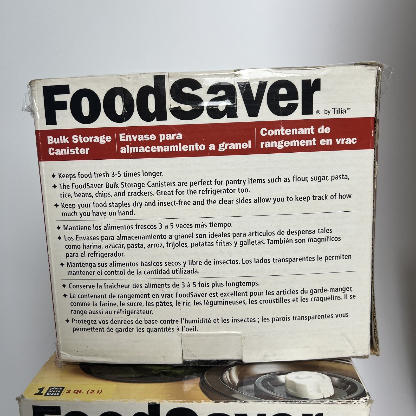 Food Saver by Tilia 2 & 4 qt Bulk Storage Canister Vacuum set New Old Stock