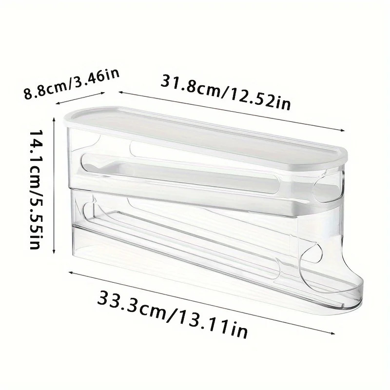 Double Layer Automatic Rolling Egg Storage Container 12-14 Eggs Hinged Design PP