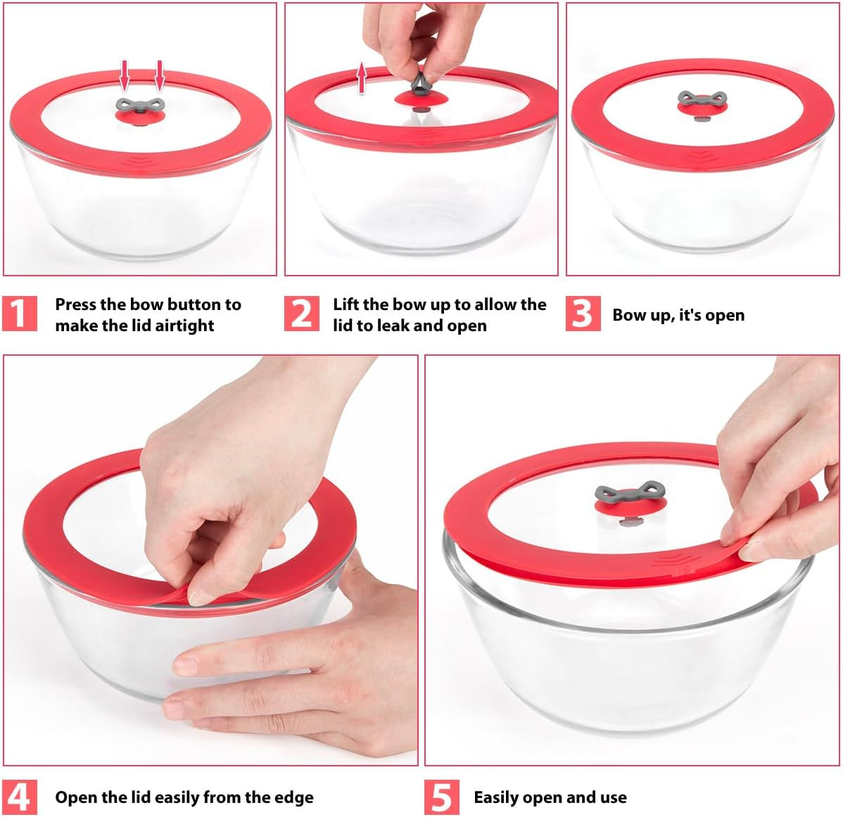 4 Pack Replacement Lids for Pyrex 7201-PC 4 Cup Glass Containers Mixing Bowl Sil