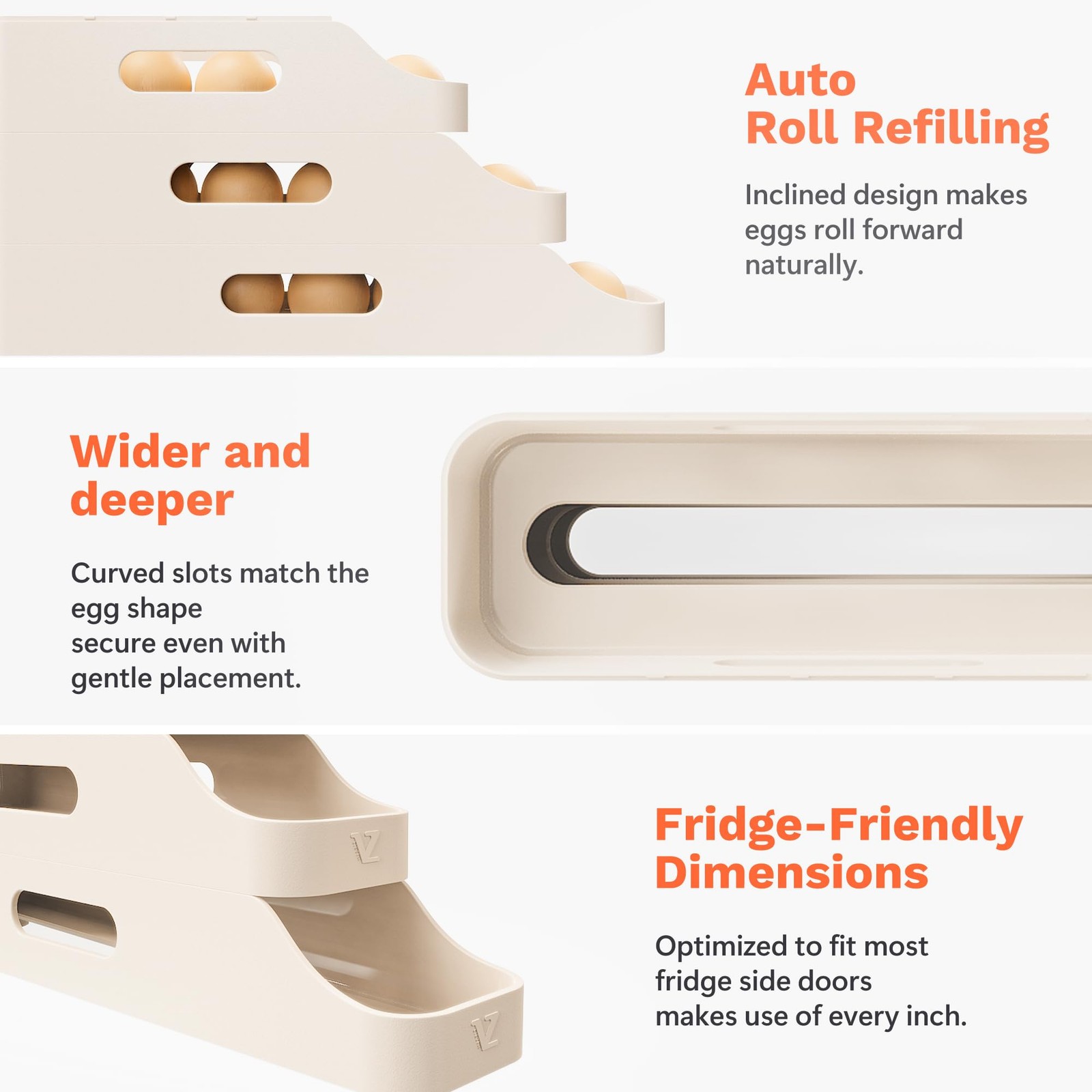 Li&Zhao Rolling Egg Dispenser for Refrigerator – Automatic Egg Holder for Fri…