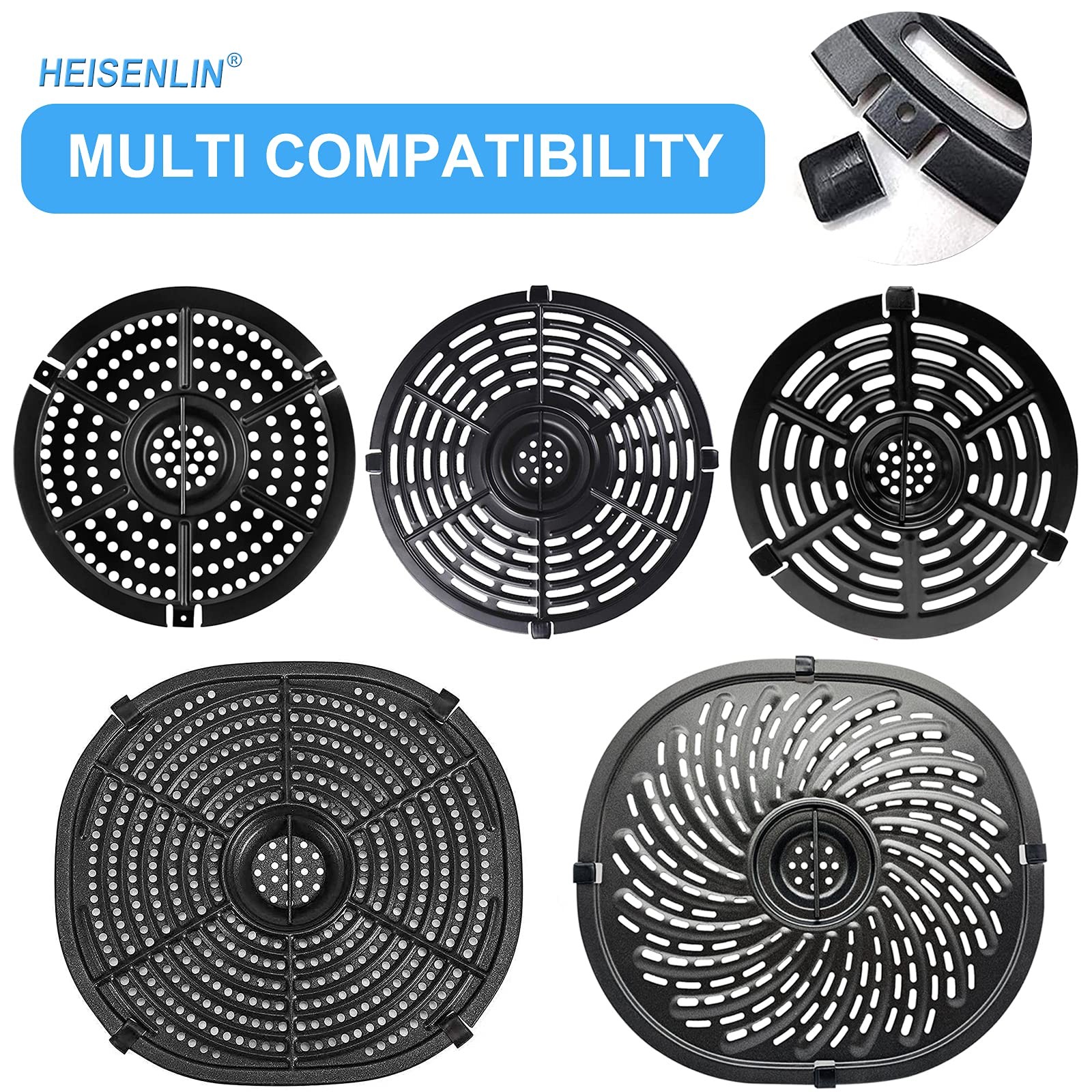 HEISENLIN Air Fryer Rubber Bumpers, 4PCS Premium Silicone 0.4*0.4IN, Black
