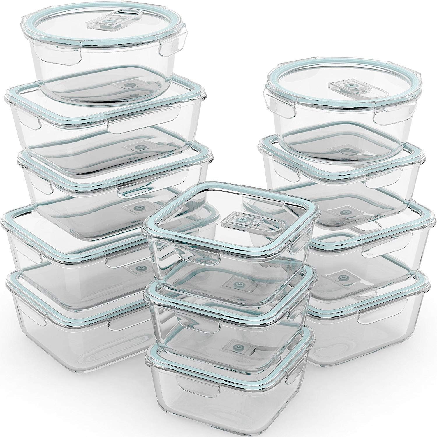 24 Pc Airtight Glass Food Storage Containers – Glass Meal Prep Containers – F…