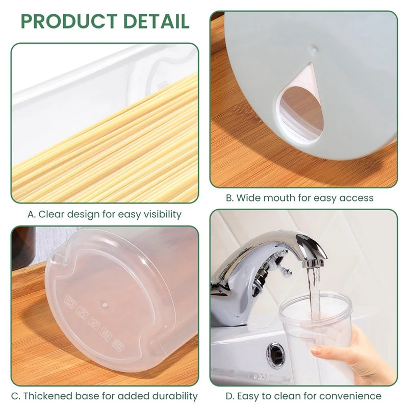 Airtight Pasta Spaghetti Noodle Container Sealed Food Storage Box Locking Lid