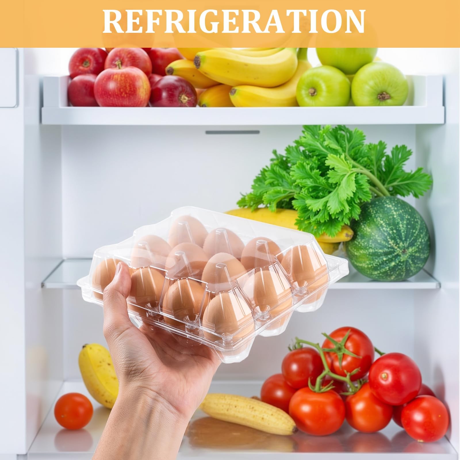 60 Pack Plastic Egg Cartons 12 Count, Clear One Dozen Egg Cartons Cheap Bulk for