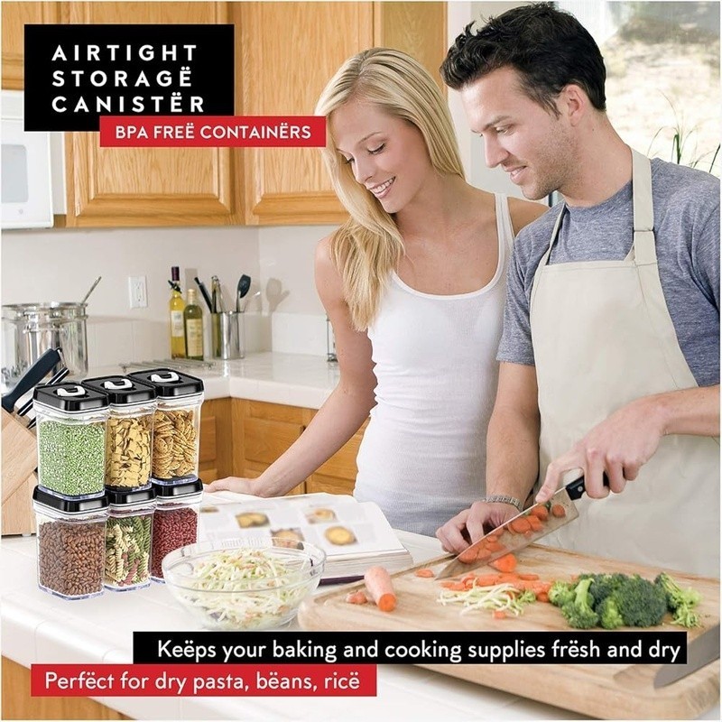 Airtight Food Storage Containers Set 6 BPA-Free Plastic Kitchen Organizers New