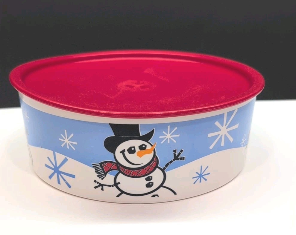 Vintage Tupperware Snowman Cookie Candy Canister #3421A-2