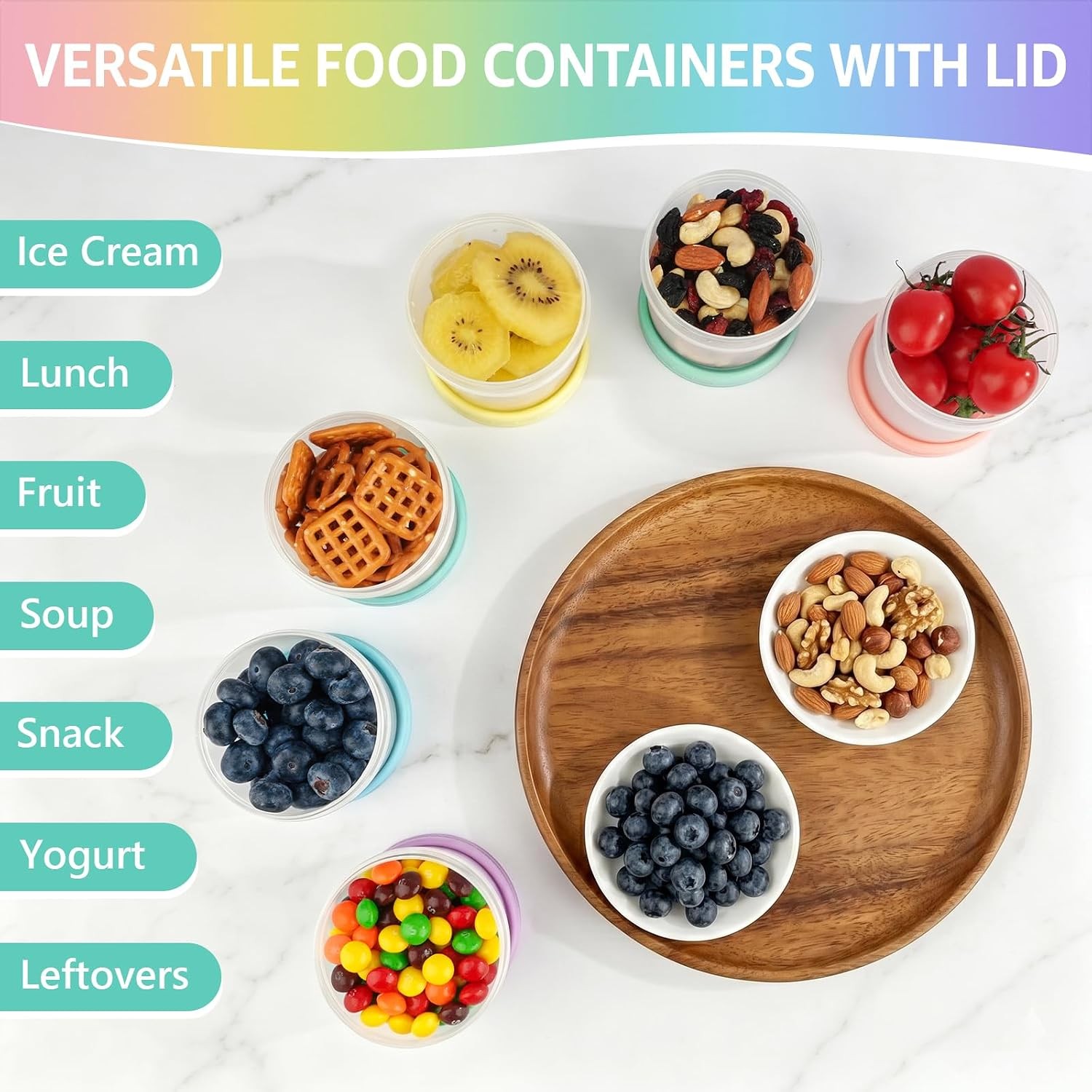 8 oz Plastic Containers with Lids, 12 Pack Small Food Storage Containers with