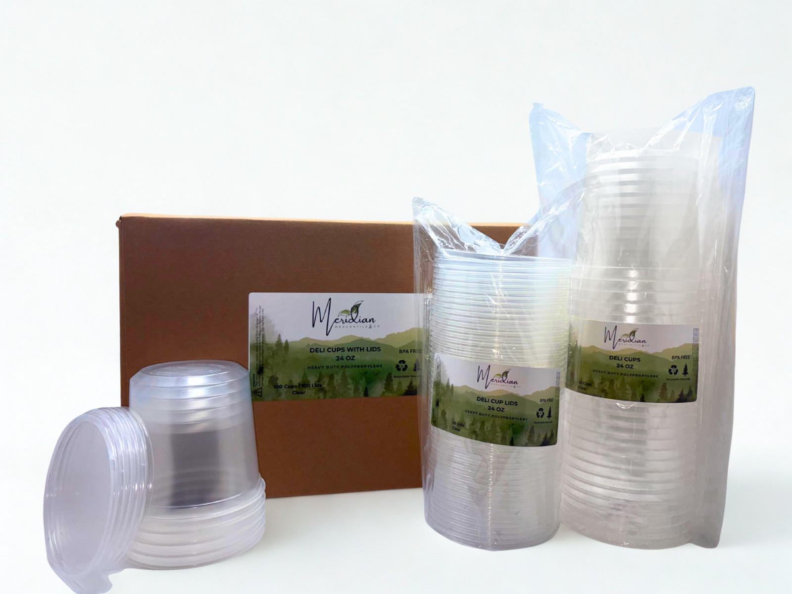 100-Pack Heavy Duty 24 oz Deli Containers with Lids, Clear Reusable Food Storage