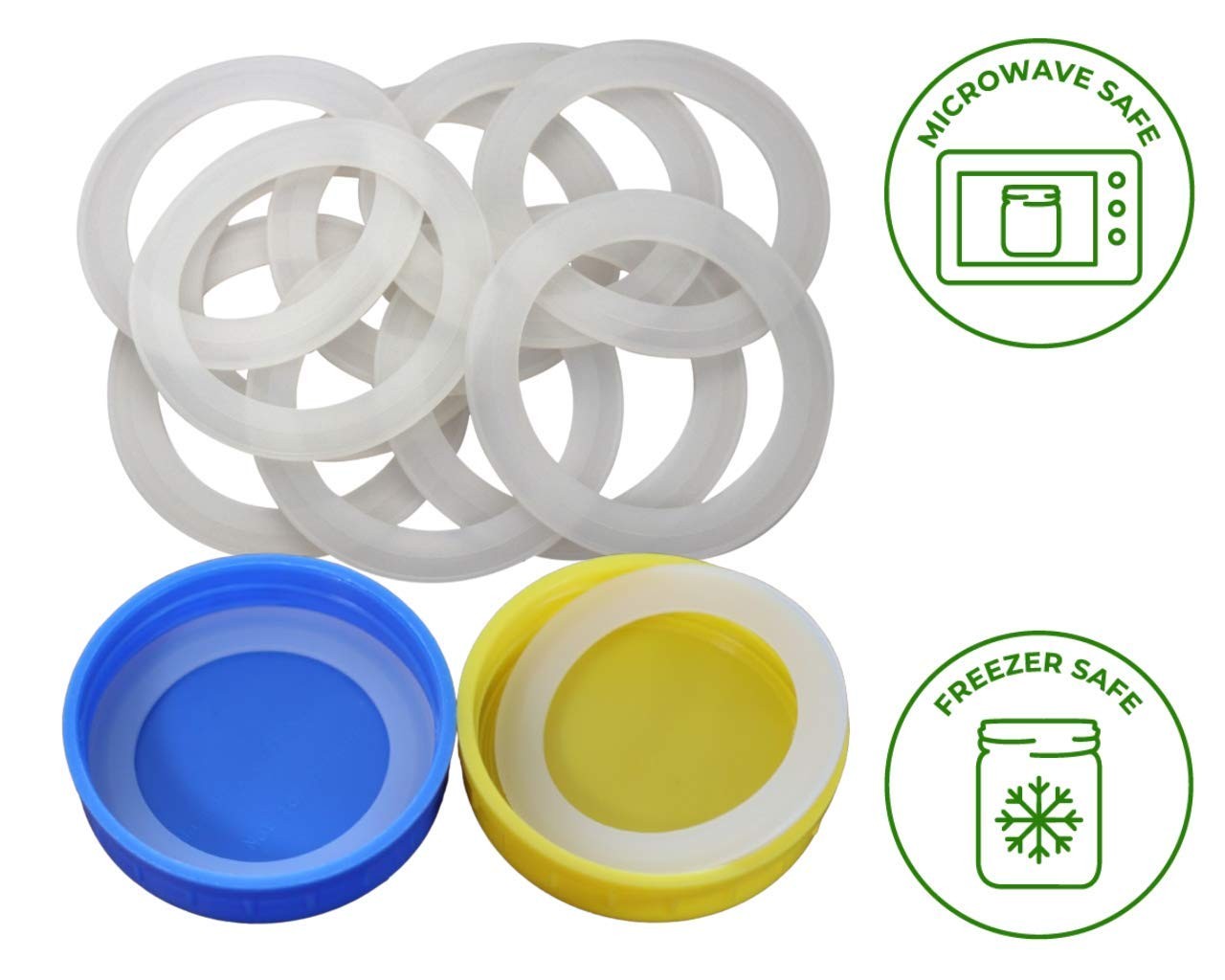 Platinum Silicone Sealing Gaskets for Leak Proof Mason Jar Lids | 10 Pcs Reus…