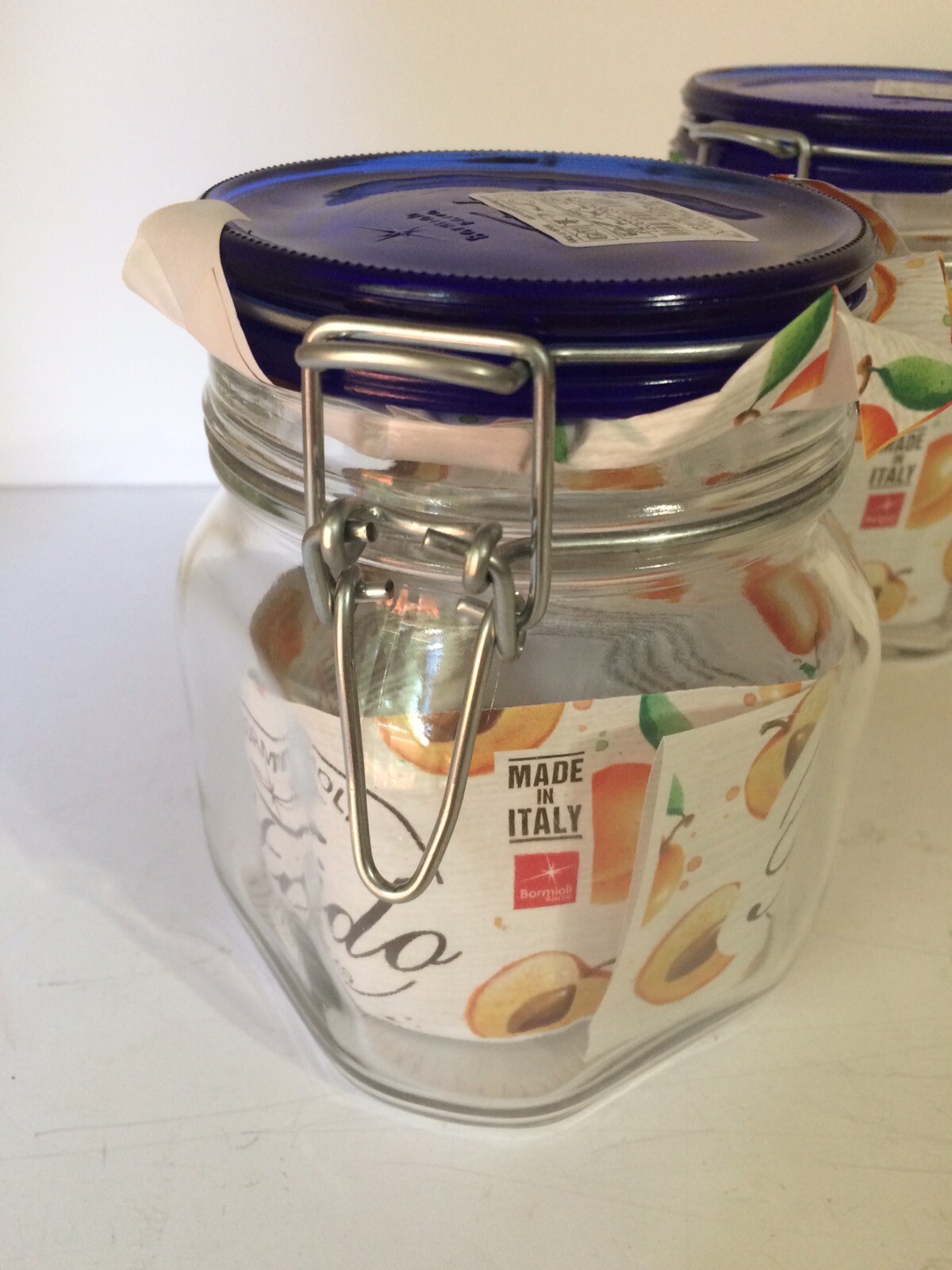 2 PACK Bormioli Rocco Fido 25 1/4 OZ Canning Jar with Blue Lid