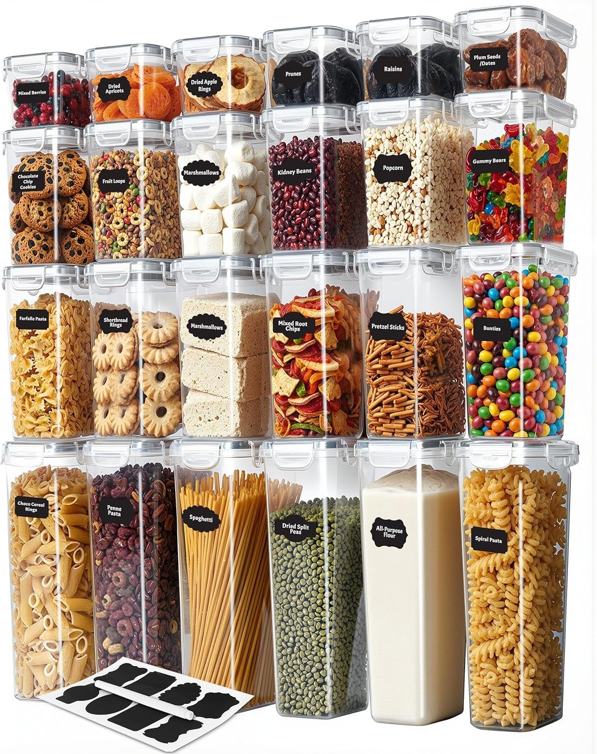 Food Storage Containers Set 24pcs Airtight Plastic Kitchen Pantry Organizer
