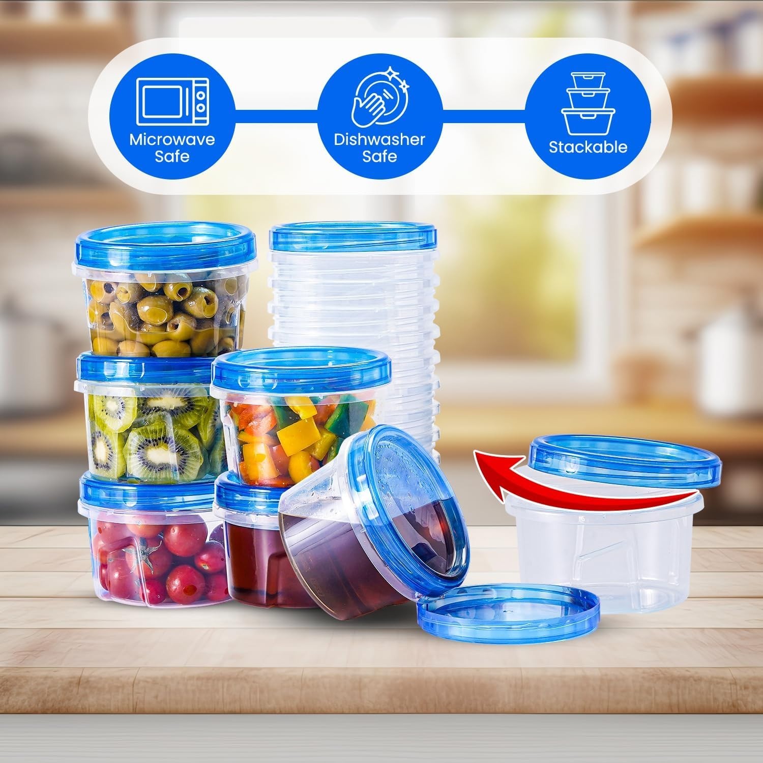 16 oz Airtight Freezer Storage Containers – Reusable 24 PCS for Kitchen & Travel
