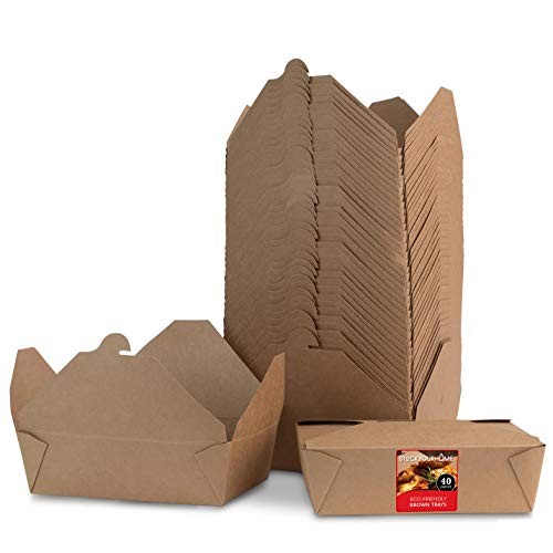 Stock Your Home Microwaveable Kraft Brown Take Out Boxes 71 oz 40 Pack Leak