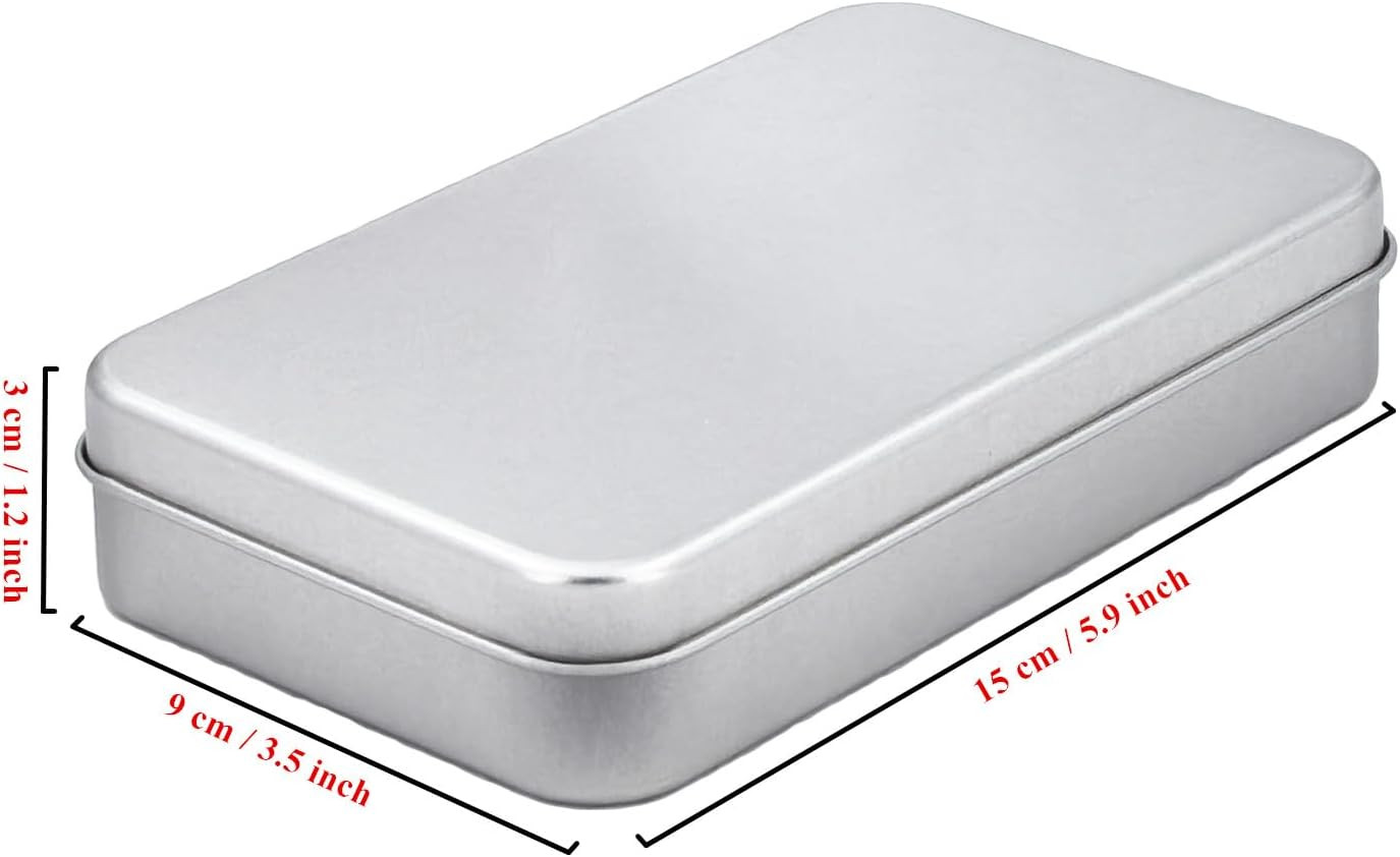 6 Pieces Rectangular Metal Empty Hinged Tins Containers Basic Necessities Home S