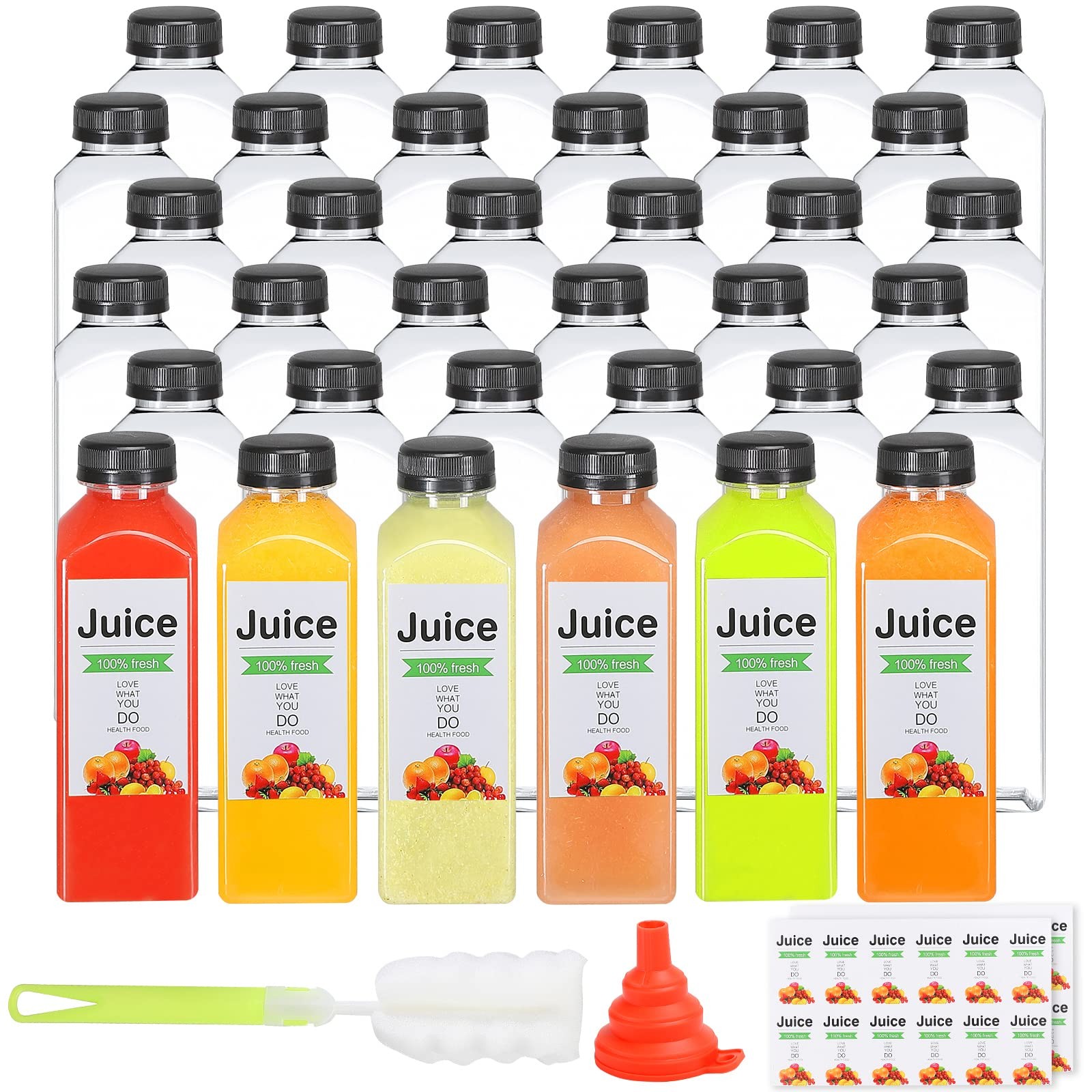 36pcs 16oz Plastic bottles with lids, juice bottles with caps, Reusable conta…