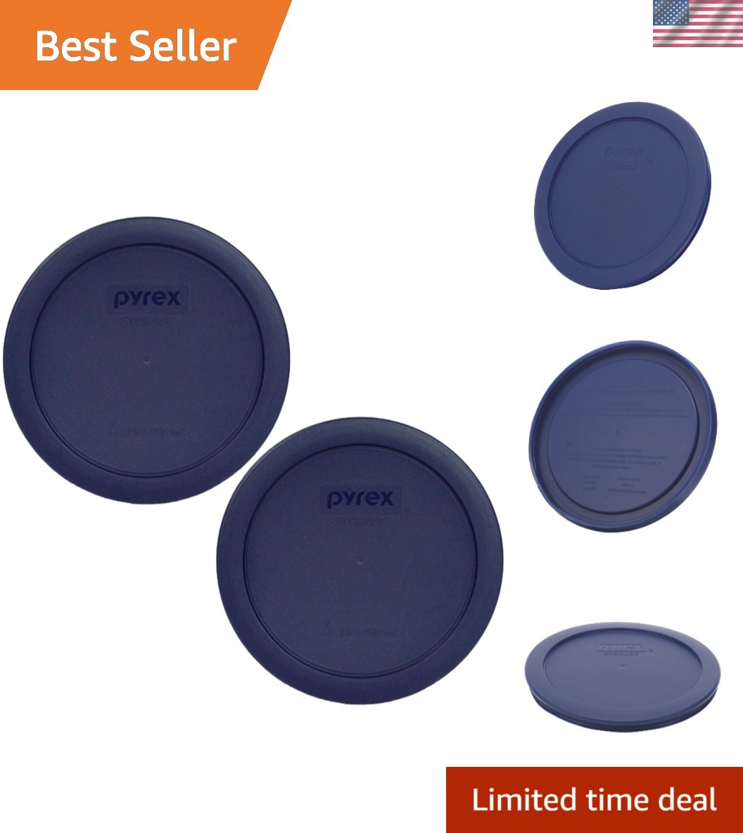 Microwave & Fridge Safe Blue Replacement Lids – 2-Pack for 4-Cup Bowls