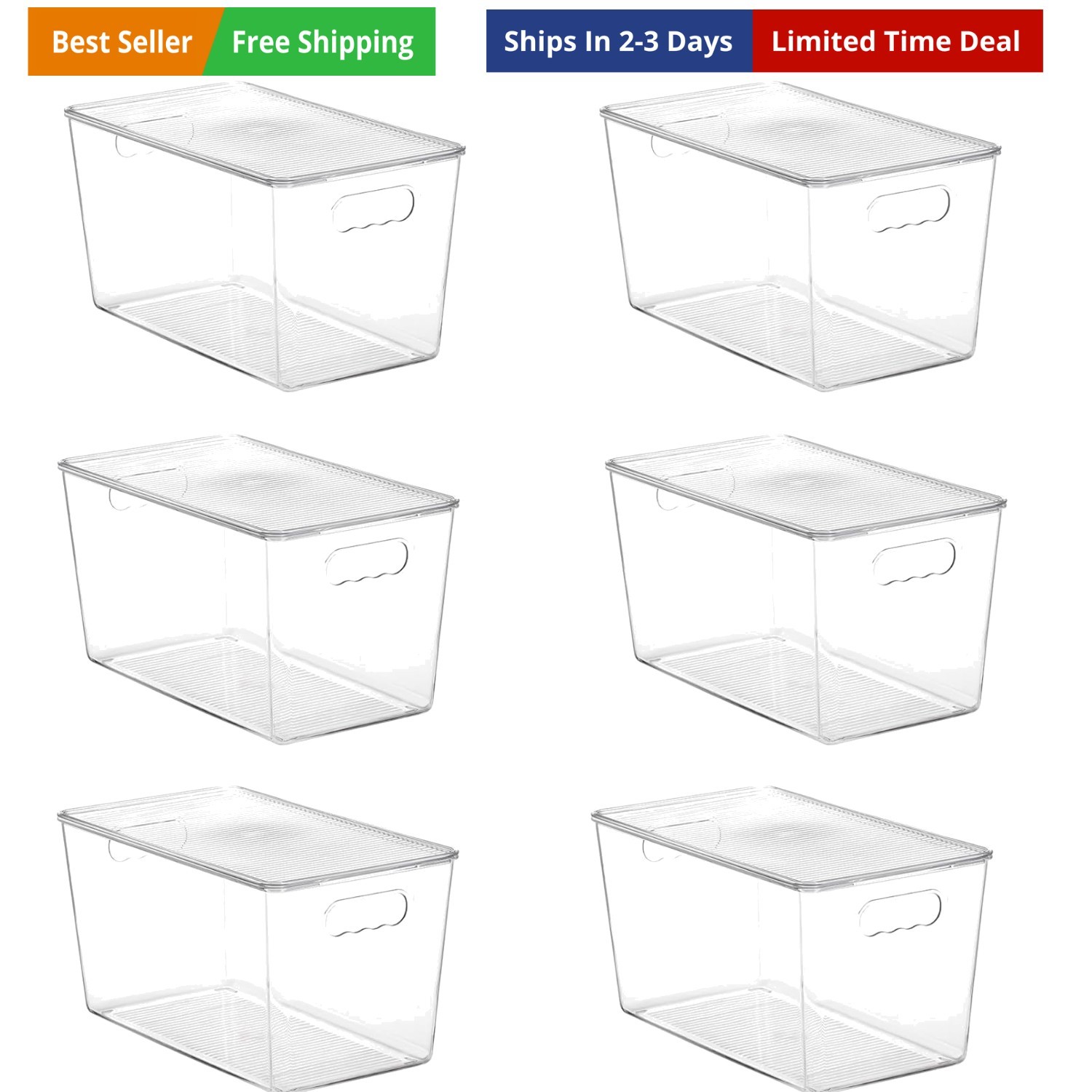 6 Pack Clear Stackable Storage Bins with Lids,XLarge Plastic Containers with …