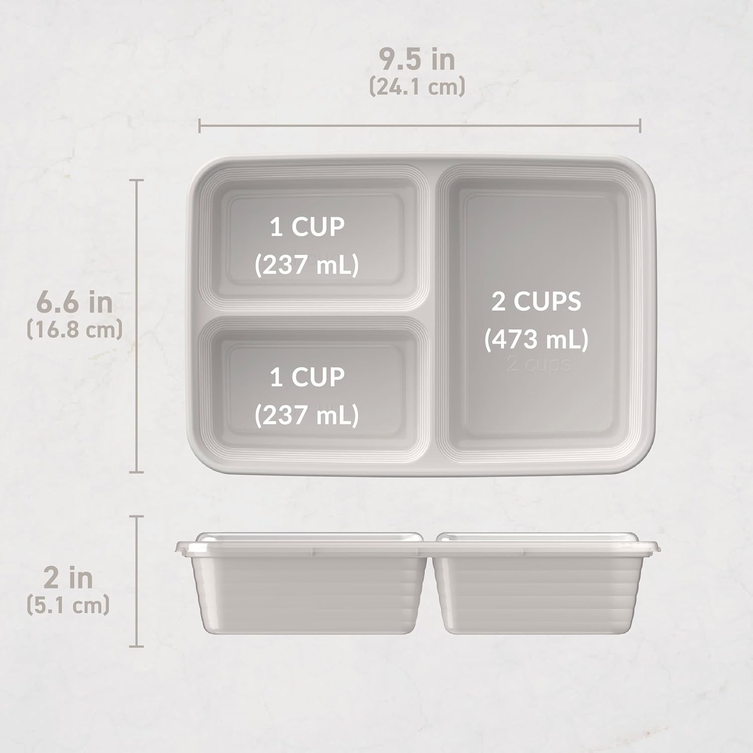 3-Compartment Meal Prep Container Set – 20 Pieces, Perfect for Healthy Portions
