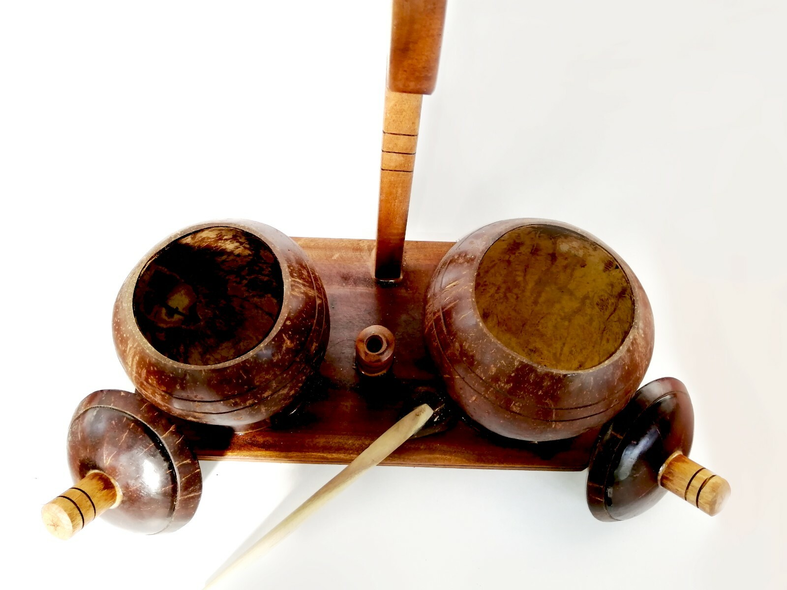 Eco friendly Organic, Handmade Coconut Shell Salt Container & Spoon Natural