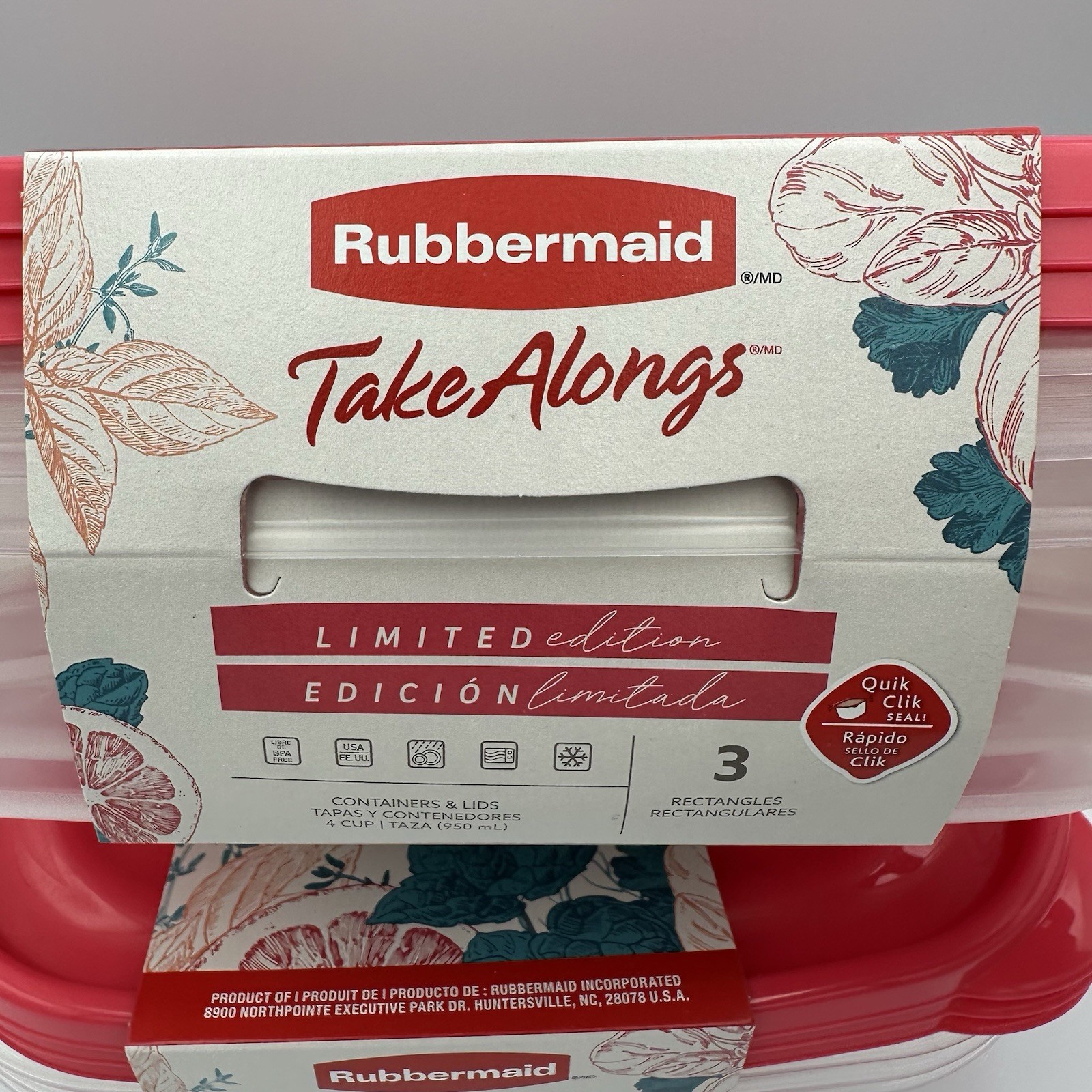 Rubbermaid Take Alongs Limited Edition Pink Lids 4 Cup Storage Container Set X 2