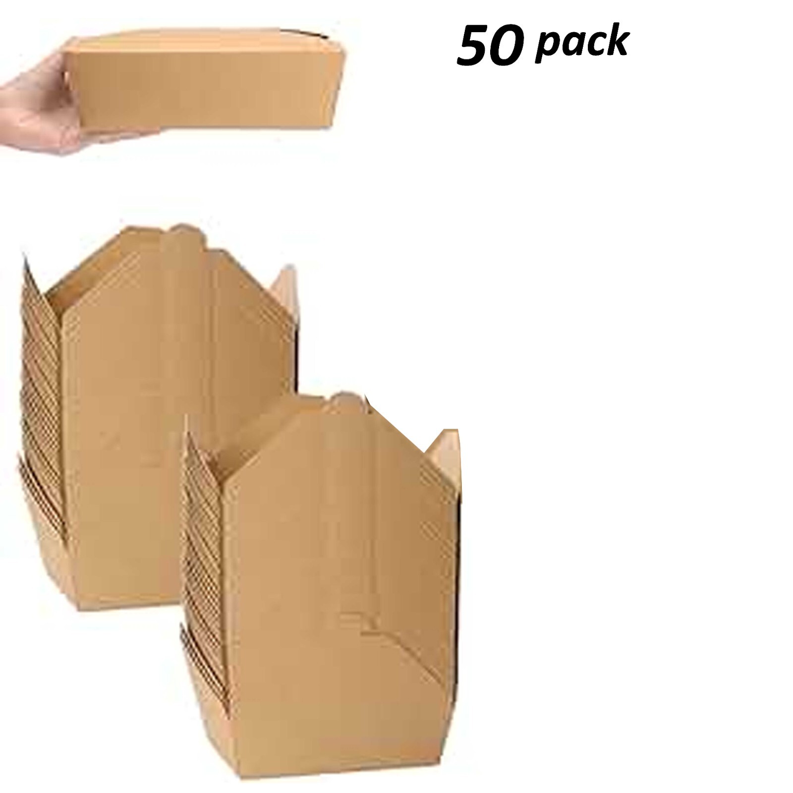 50PK Microwaveable Paper Food Containers Take Out Leak Proof & Grease Resistant
