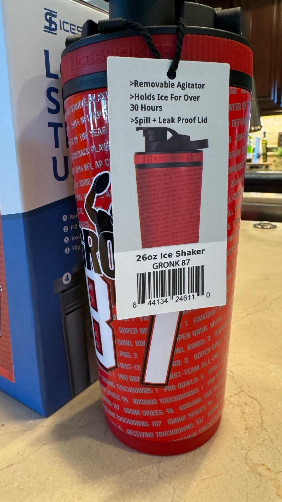 Autographed Ice Shaker 26 Oz. Red Gronk 87 Flex Bottle Limited Edition NEW