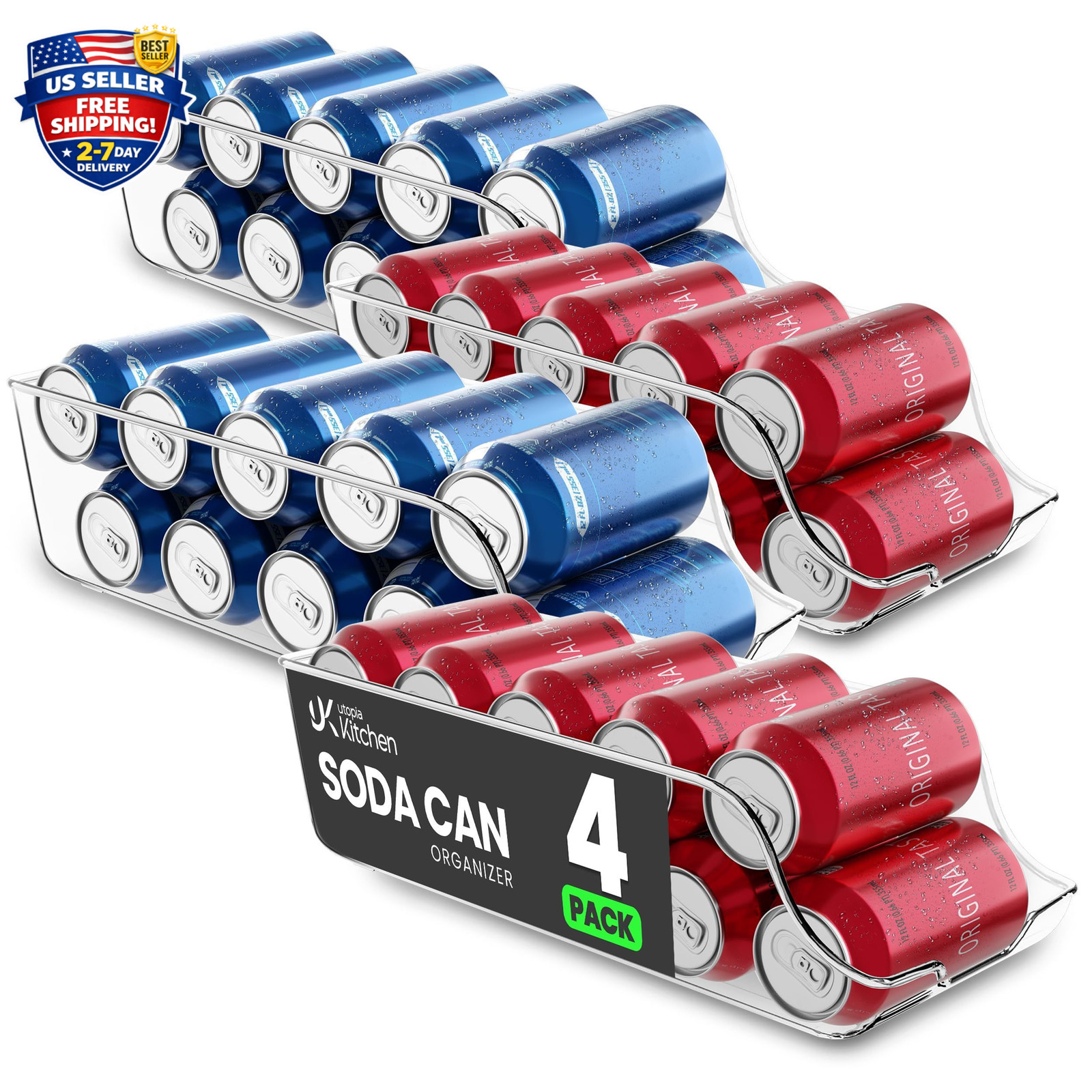 SODA CAN ORGANIZER AND DISPENSER Refrigerator Pantry Durable Storage Organizer
