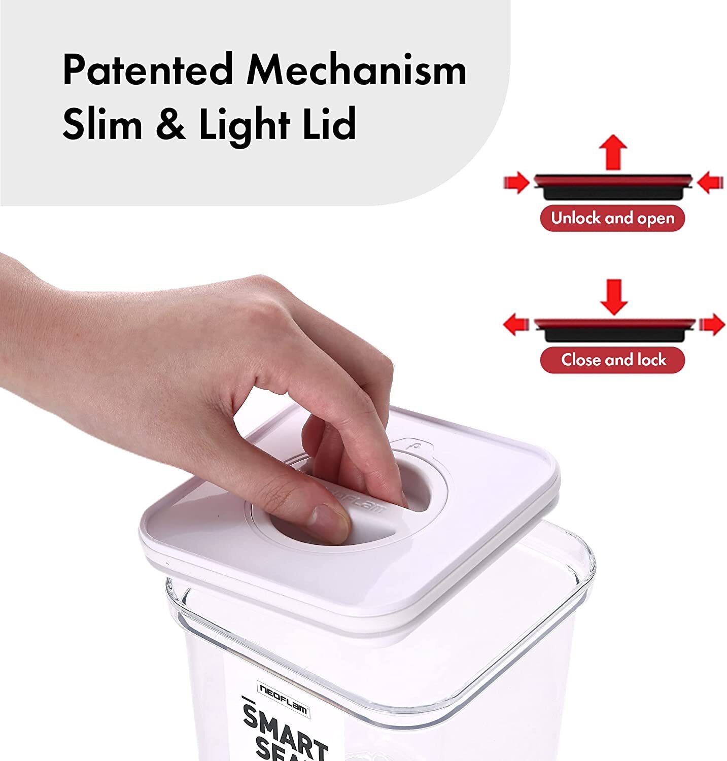 (Set of 3) Neoflam Airtight Rectangular Smart Seal Food Storage Containers