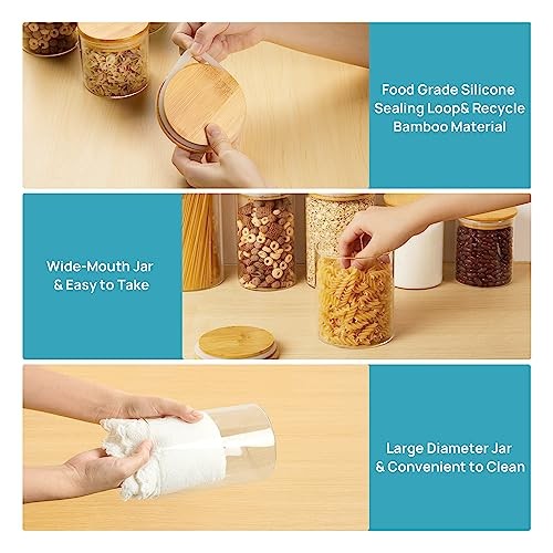 Glass Food Storage Jars, 7 Pack Kitchen Containers with 7 Pack (15 oz – 74 oz)