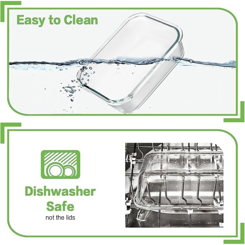 Glass Storage Containers Set 20pcs Leakproof Microwave Oven Safe BPA Free New