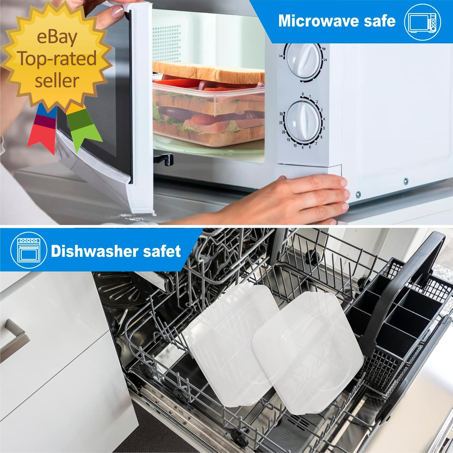 4 PCS Sandwich Containers 100% Airtight & Bpa-Free & Microwave & Dishwasher